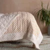 Graham & Green Natural Flower Hand-Printed Quilt