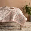 Graham & Green Natural Leaf Hand-Printed Quilt