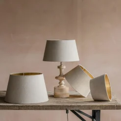 Graham & Green Natural Linen and Gold Straight Empire Lamp Shades