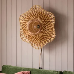 Graham & Green Natural Woven Bamboo Wall Light Medium