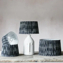 Graham & Green Navy Pleated Ikat Lamp Shades