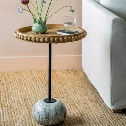 Graham & Green Noland Wood and Marble Side Table