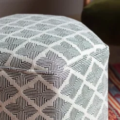 Graham & Green Nora Ecru Jacquard Footstool