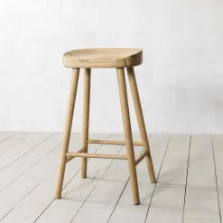 Graham & Green Oak Farmhouse Kitchen Stool