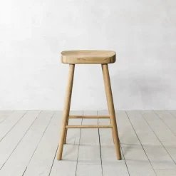 Graham & Green Oak Farmhouse Kitchen Stool