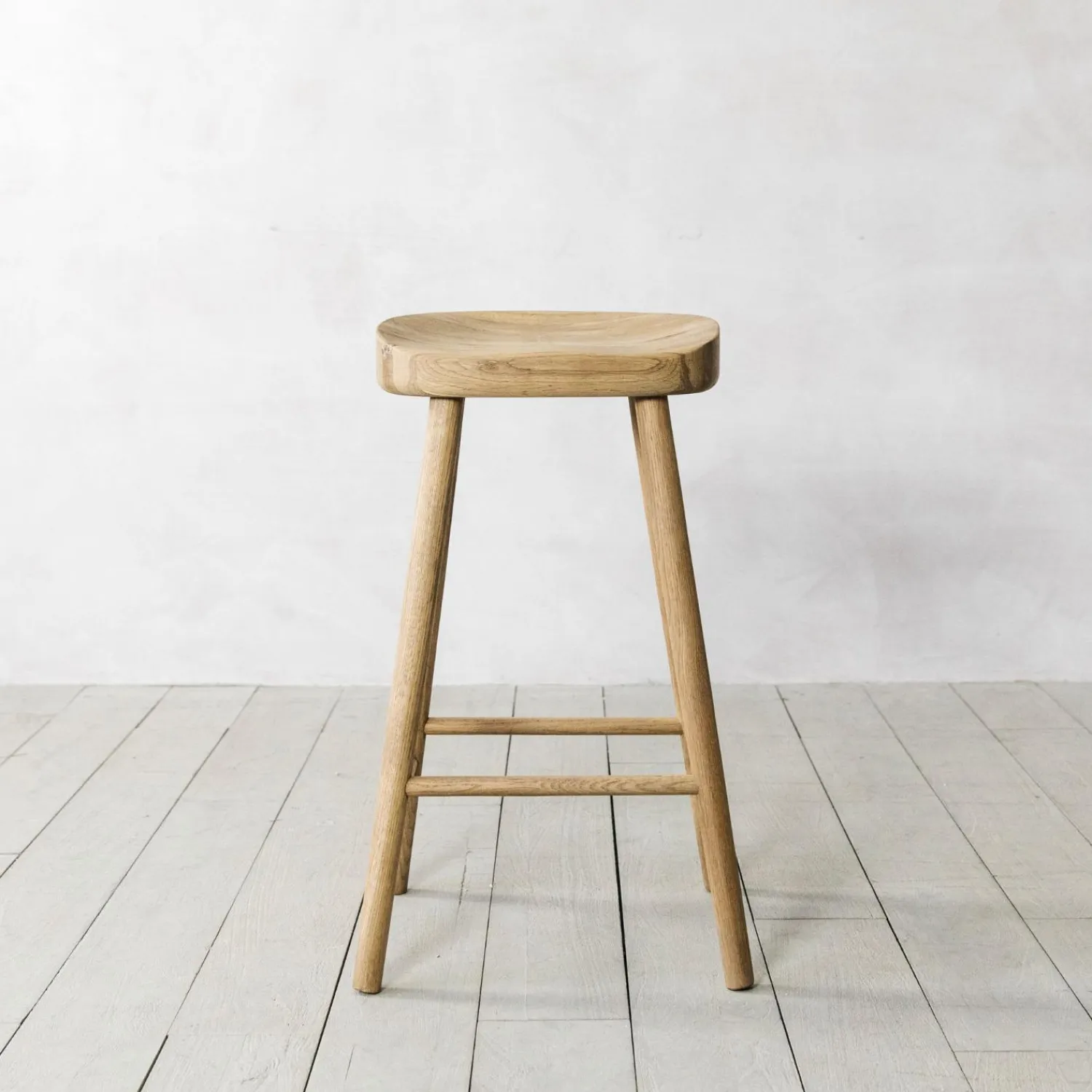 Graham & Green Oak Farmhouse Kitchen Stool