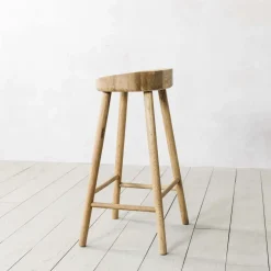 Graham & Green Oak Farmhouse Kitchen Stool