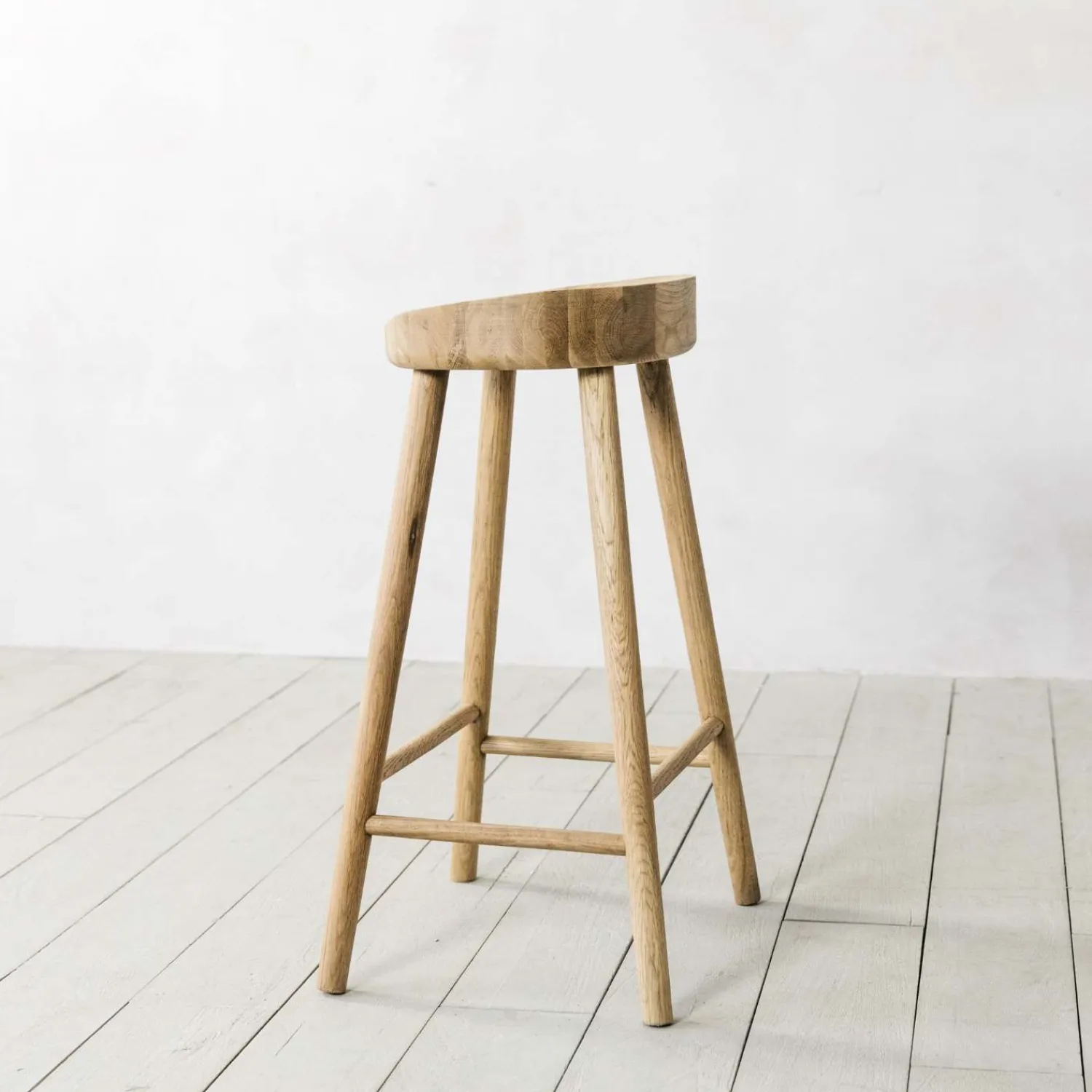 Graham & Green Oak Farmhouse Kitchen Stool