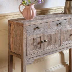 Graham & Green Oak Four Door Console Table