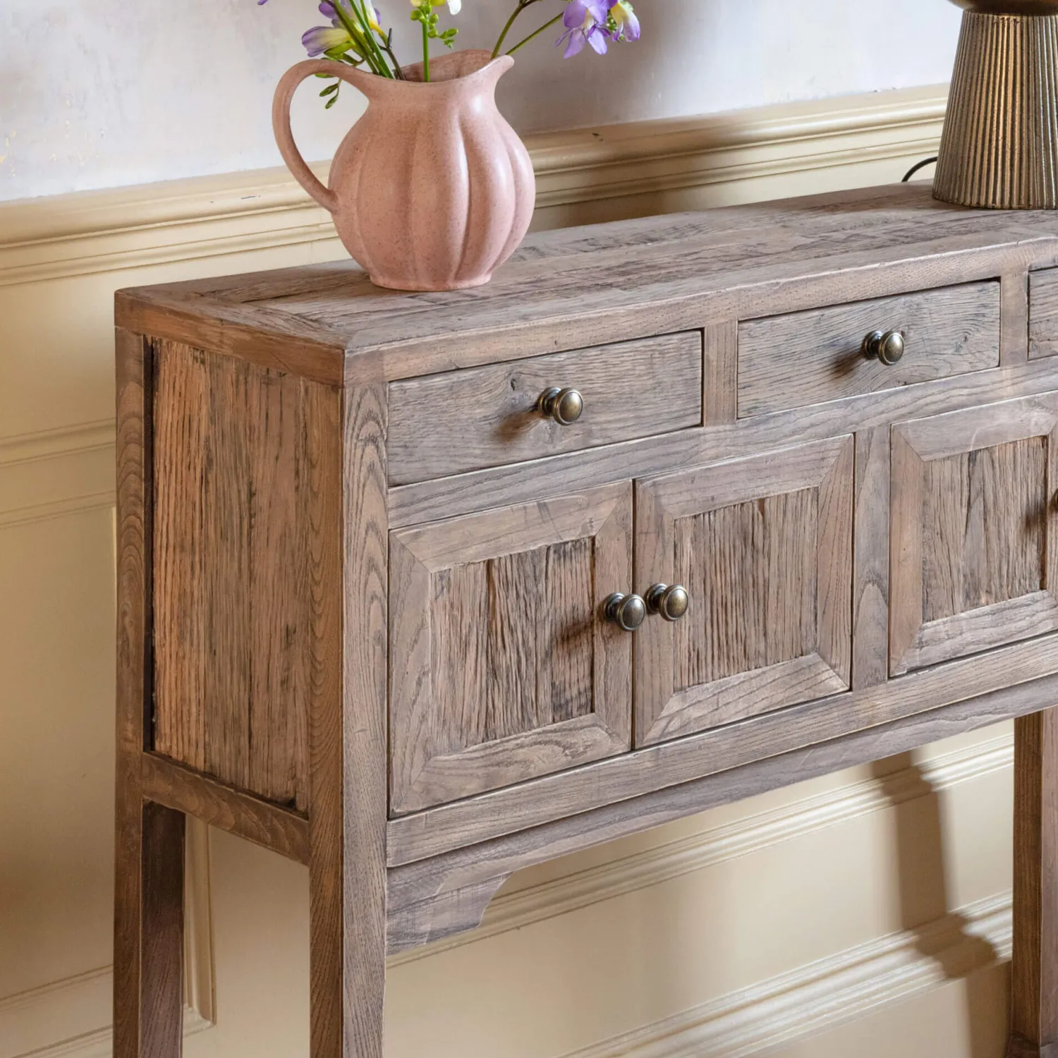 Graham & Green Oak Four Door Console Table