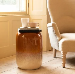 Graham & Green Ochre Ombre Ceramic Side Table