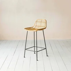 Graham & Green Ola Graphic Weave Rattan Kitchen Stool