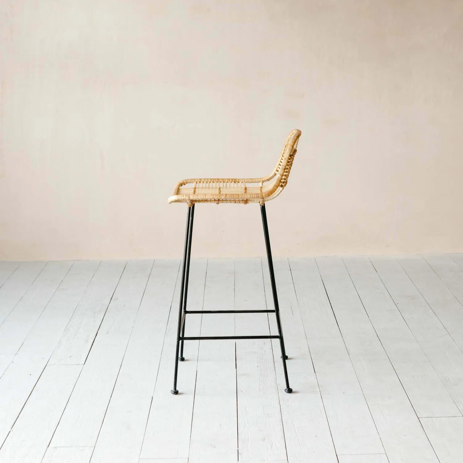 Graham & Green Ola Graphic Weave Rattan Kitchen Stool