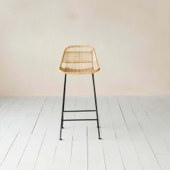 Graham & Green Ola Graphic Weave Rattan Kitchen Stool