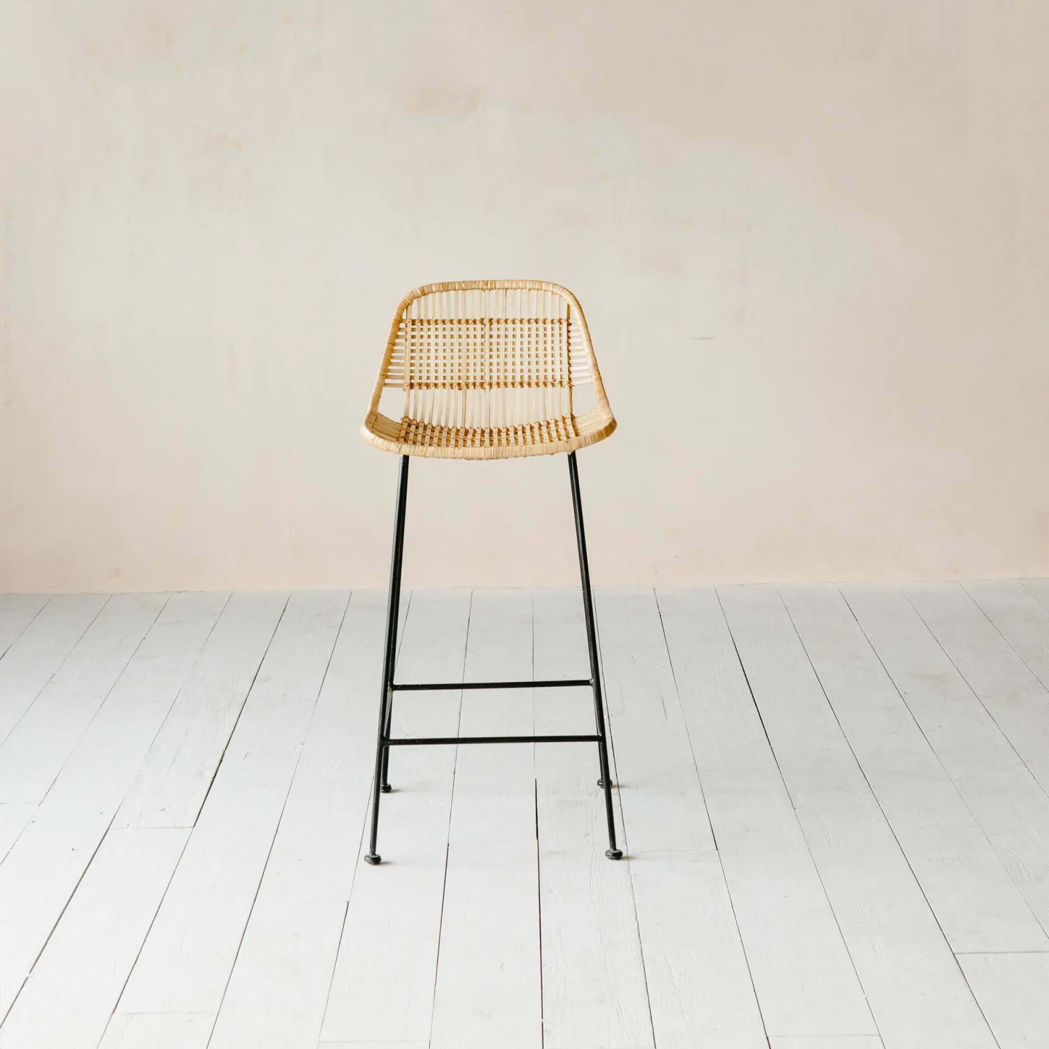Graham & Green Ola Graphic Weave Rattan Kitchen Stool