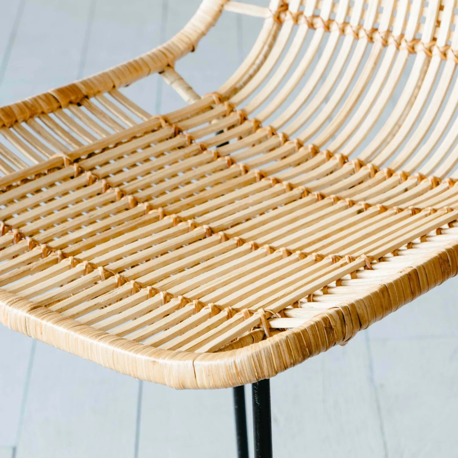 Graham & Green Ola Graphic Weave Rattan Kitchen Stool