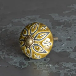 Graham & Green Olive Floral Ceramic Knob