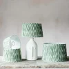 Graham & Green Olive Green Pleated Ikat Lamp Shades