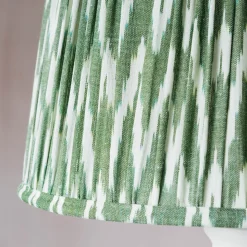 Graham & Green Olive Green Pleated Ikat Lamp Shades