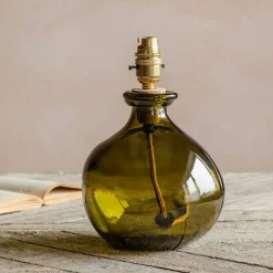 Graham & Green Olive Green Recycled Glass Table Lamp
