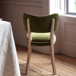 Graham & Green Olive Velvet Upholstered Dining Chair