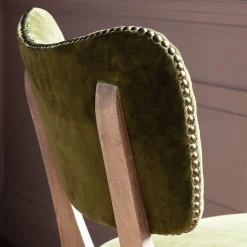 Graham & Green Olive Velvet Upholstered Dining Chair