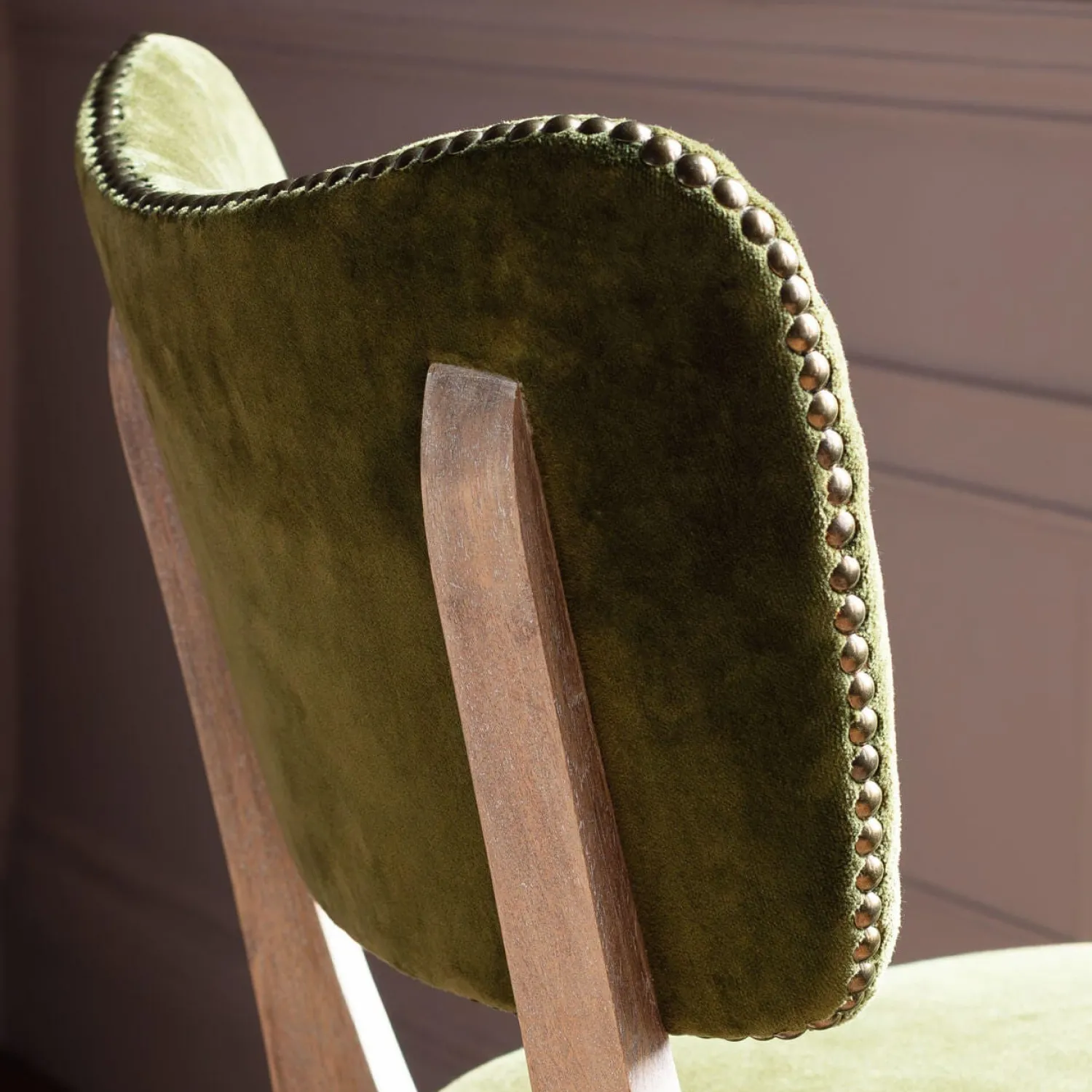 Graham & Green Olive Velvet Upholstered Dining Chair
