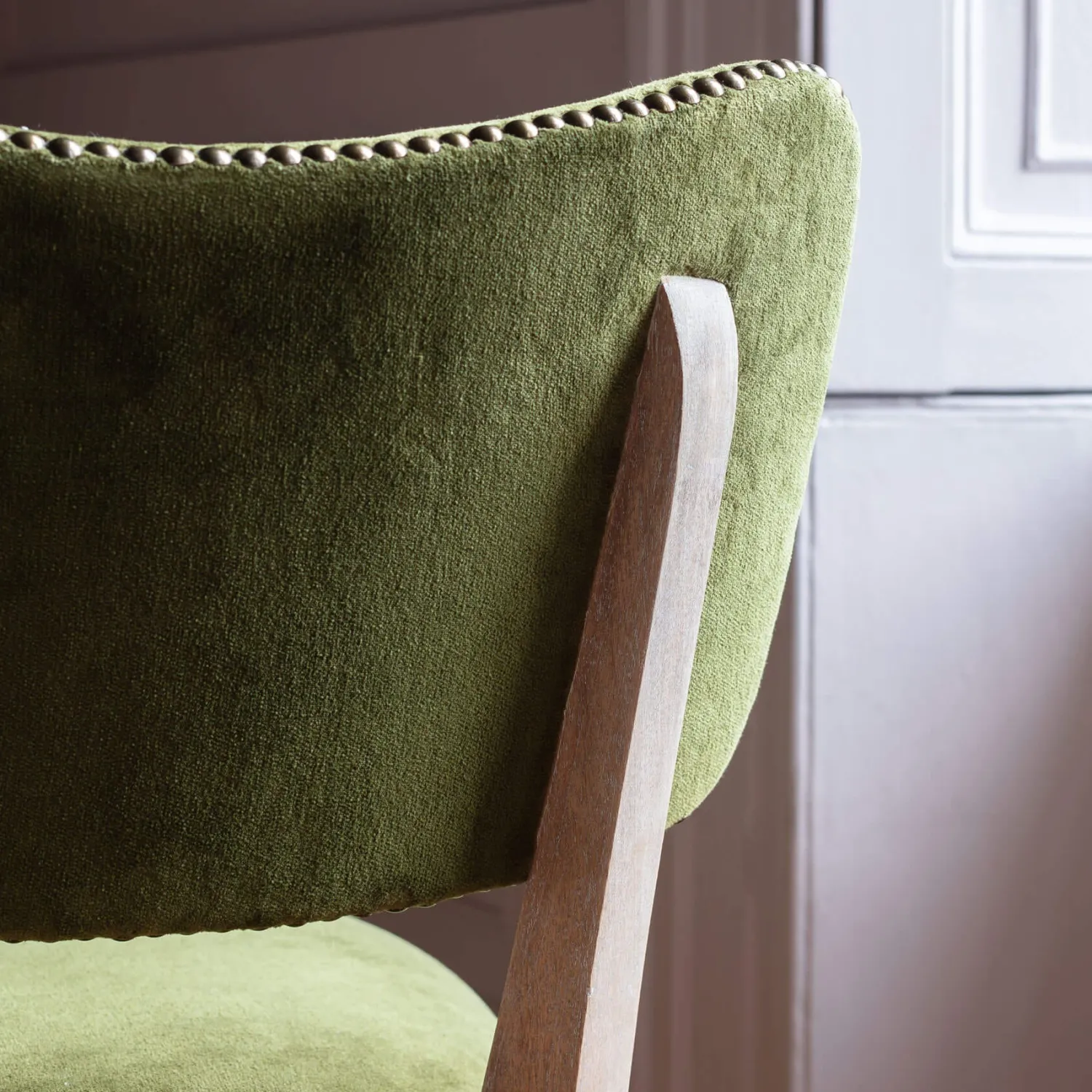 Graham & Green Olive Velvet Upholstered Dining Chair