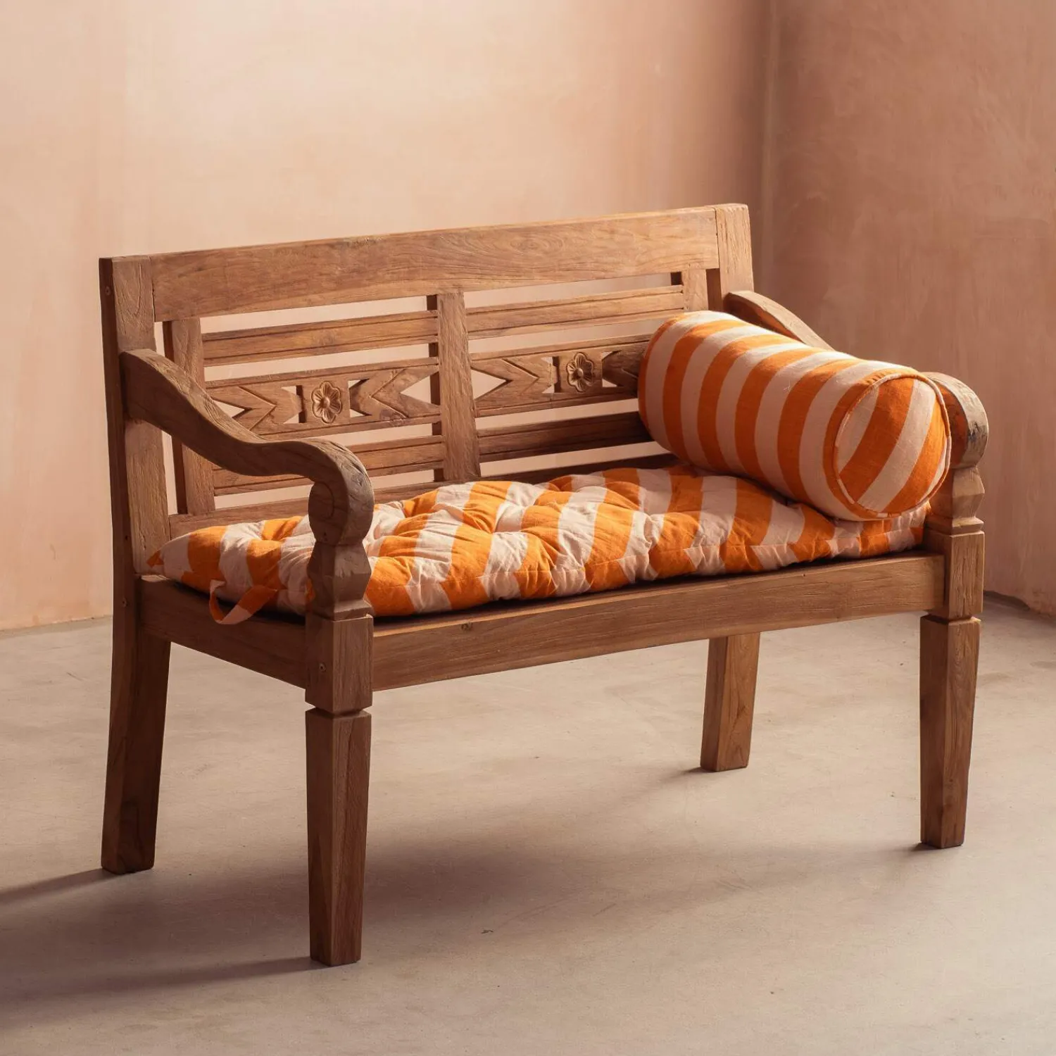 Graham & Green Orange Candy Stripe Bench Seat Pad