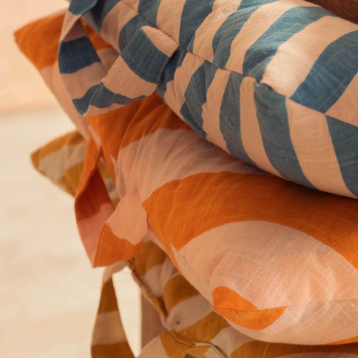 Graham & Green Orange Candy Stripe Bench Seat Pad