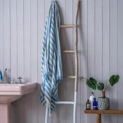 Graham & Green Pale Blue Stripe Turkish Beach Towel Wrap