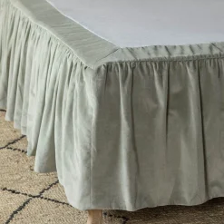 Graham & Green Pale Sage Velvet Frill Edged Valances