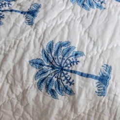 Graham & Green Palm Tree and Blue Stripe Reversible King Size Quilt