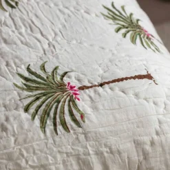 Graham & Green Palm Tree and Green Stripe Reversible King Size Quilt