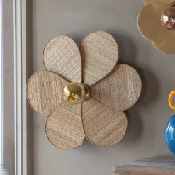 Graham & Green Petal Natural Wicker Wall Lamp