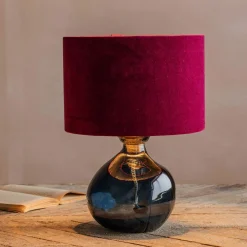 Graham & Green Petrol Blue Recycled Glass Table Lamp