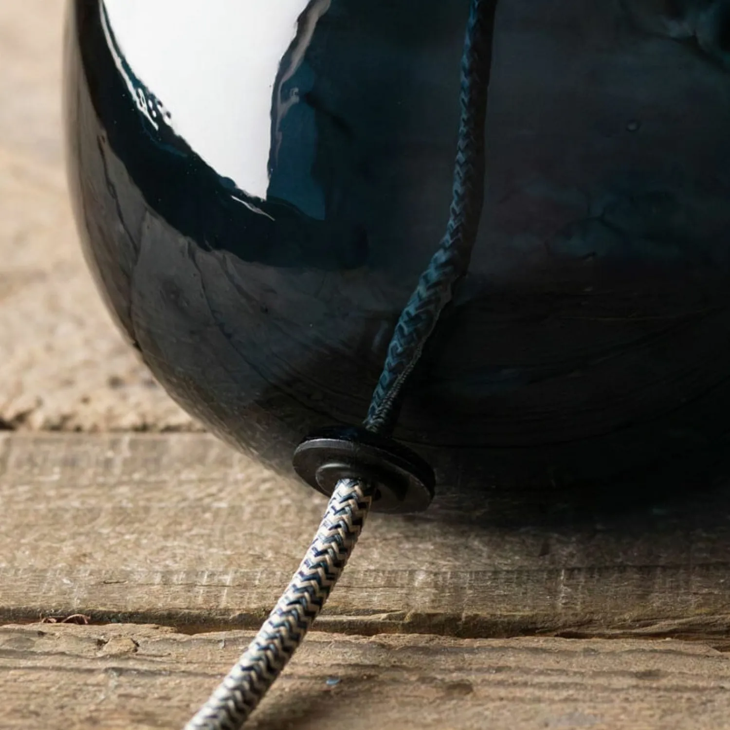 Graham & Green Petrol Blue Recycled Glass Table Lamp