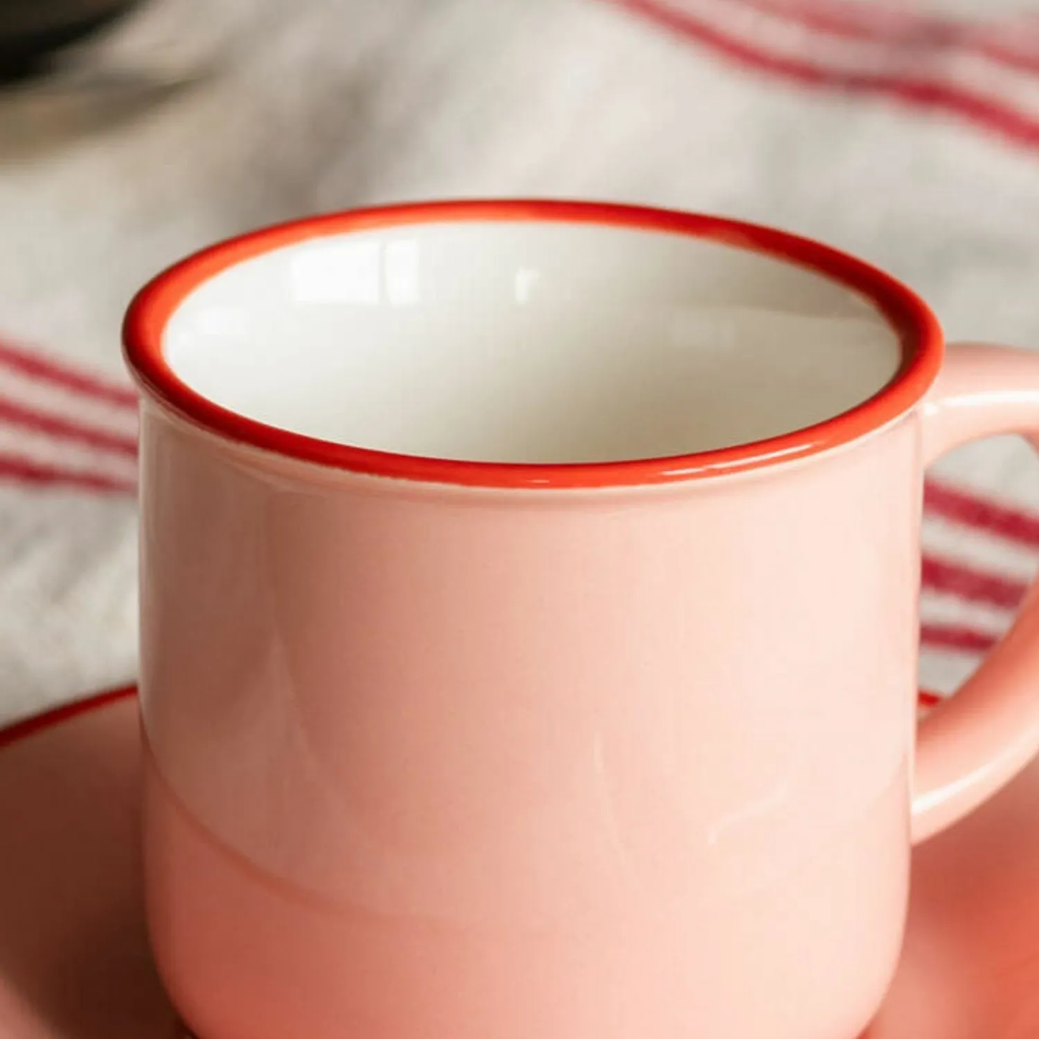 Graham & Green Pink and Red Coffee Cup and Saucer