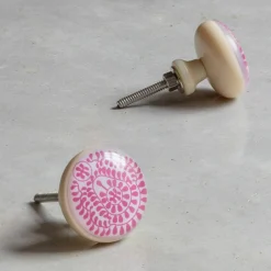 Graham & Green Pink Floral Resin Knob