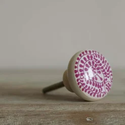 Graham & Green Pink Floral Resin Knob