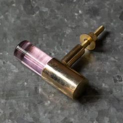 Graham & Green Pink Glass and Brass Knob