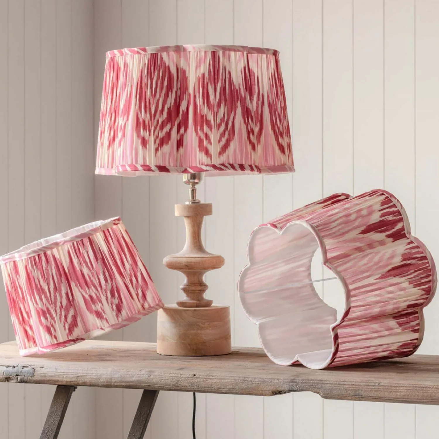 Graham & Green Pink Ikat Flower Empire Lamp Shades