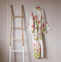 Graham & Green Pink Pavot Flower Block Printed Dressing Gowns