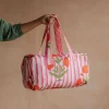 Graham & Green Pink Stripe and Floral Weekend Bag - Small
