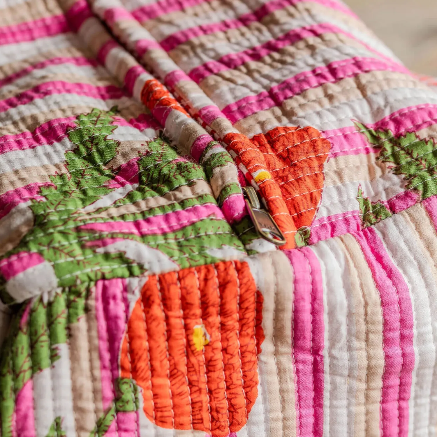 Graham & Green Pink Stripe and Floral Weekend Bag - Small
