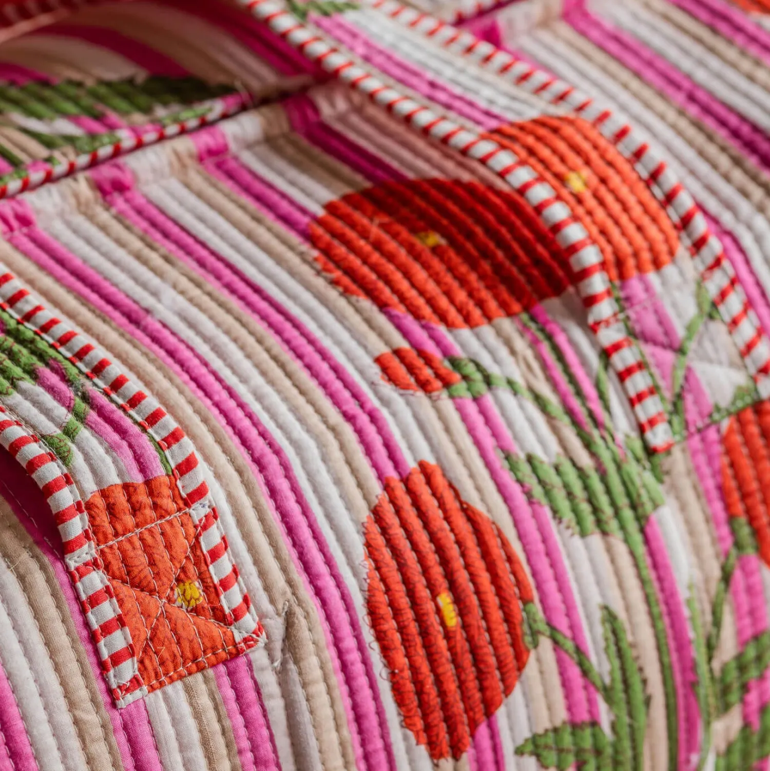 Graham & Green Pink Stripe and Floral Weekend Bag - Large
