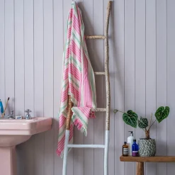 Graham & Green Pink Wide Stripe Turkish Beach Towel Wrap