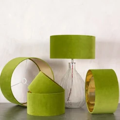 Graham & Green Pistachio Green Velvet Lamp Shades