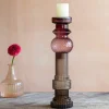 Graham & Green Purple and Grey Glass Candle Holder