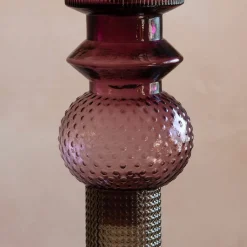 Graham & Green Purple and Grey Glass Candle Holder